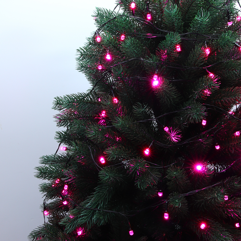СНОУ БУМ Гирлянда эл. вьюн 10м, 100LED, розовый, 8 режимов, ПВХ черный, 220В - #11
