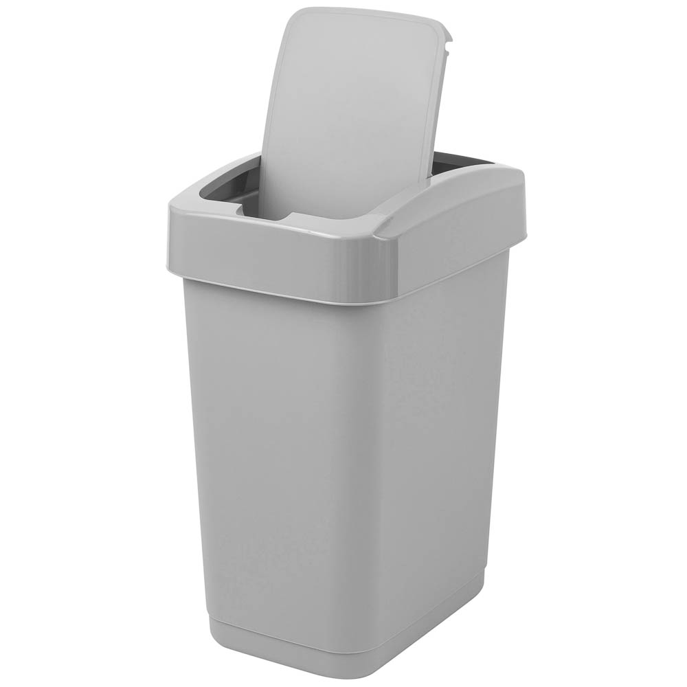 Контейнер для мусора Step, 12 л, с крышкой-клапаном, полипропилен, серый - #6