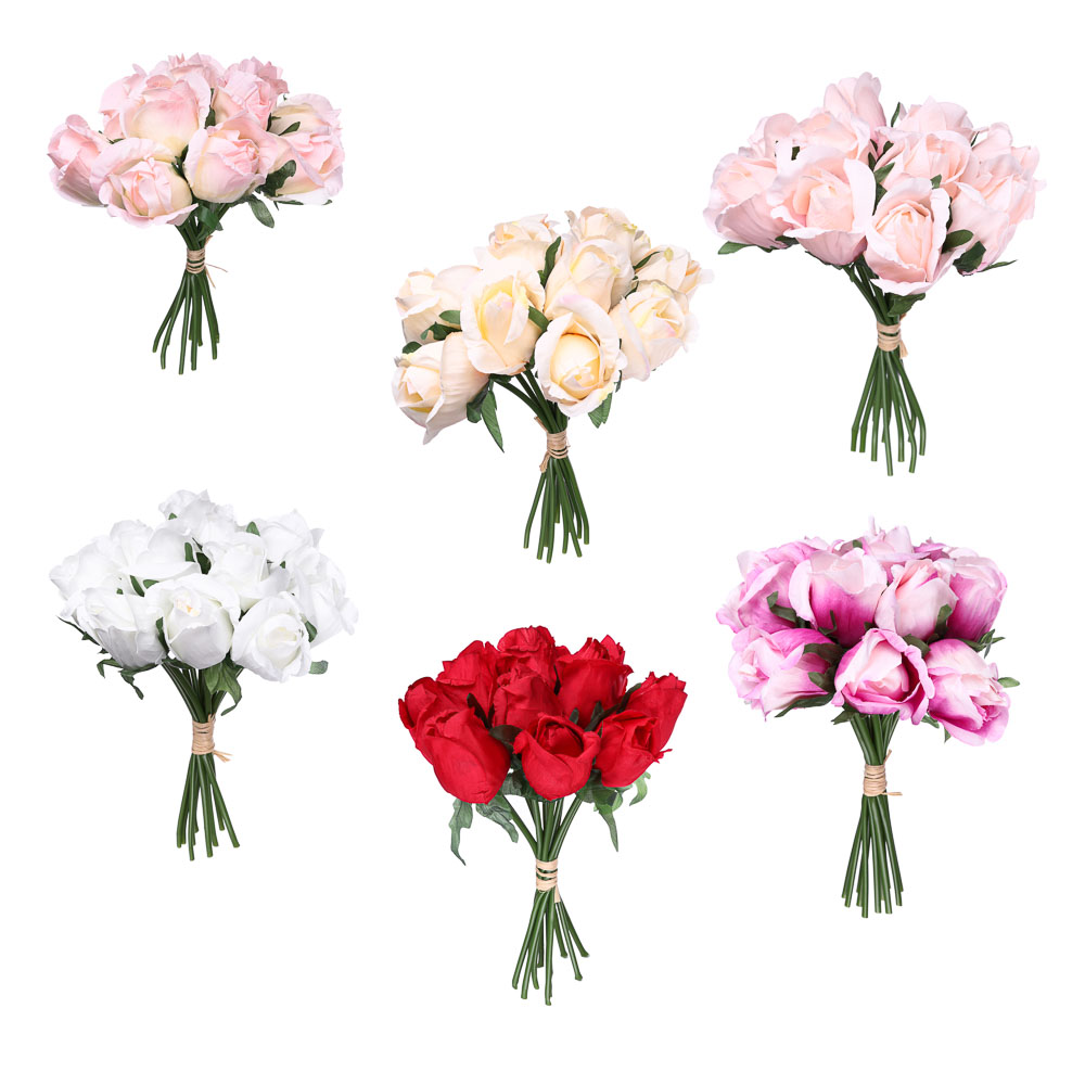 LADECOR Букет роз, 25см, пластик, полиэстер, 11 роз, 6 цветов - #1