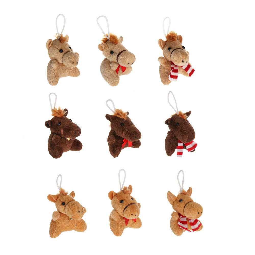 СНОУ БУМ Сувенир мягкий в виде лошадки с украшением 6x5x5 см, полиэстер, 9 дизайнов - #1