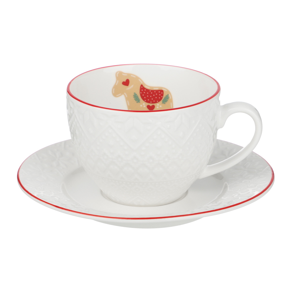 MILLIMI Чайная пара, 240мл, красная отводка, 2 предмета - #1