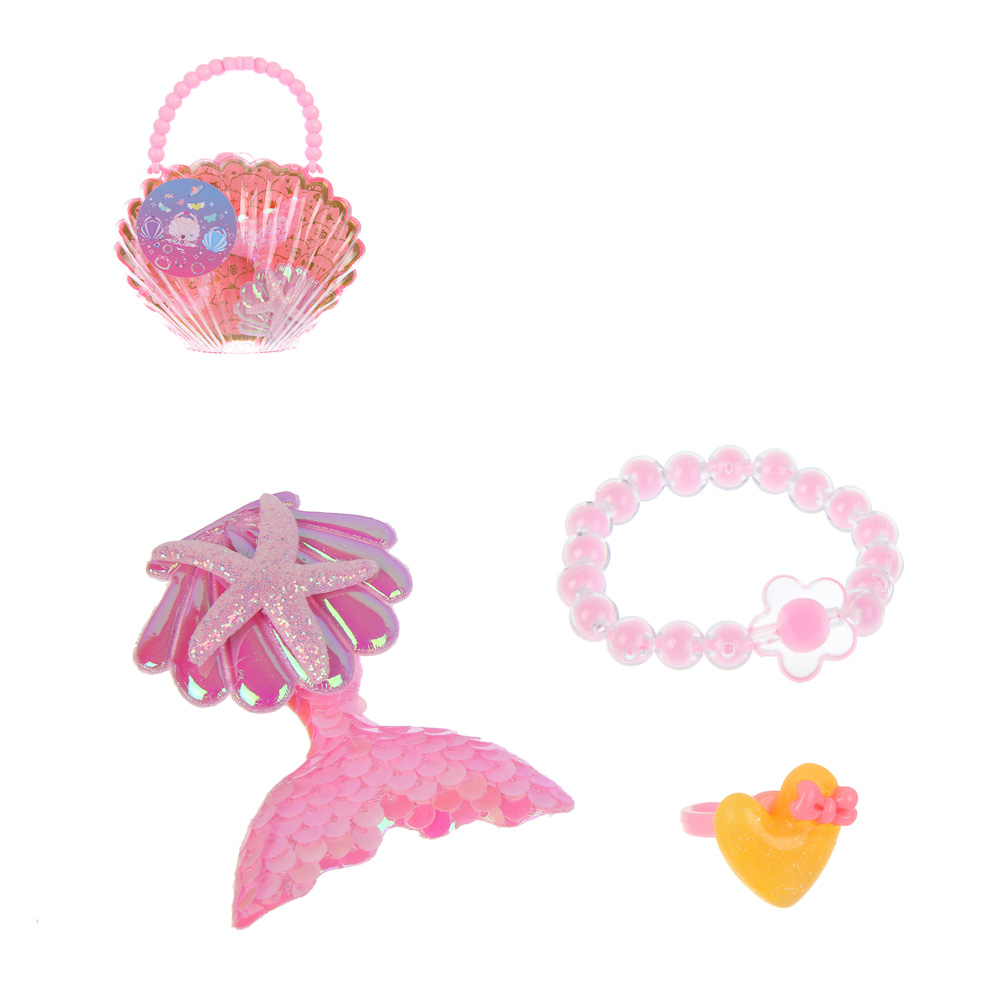 ИГРОЛЕНД Набор бижутерии в сумочке "Ракушка" 3 пред., 13х16 см, пластик, металл, текстиль - #1