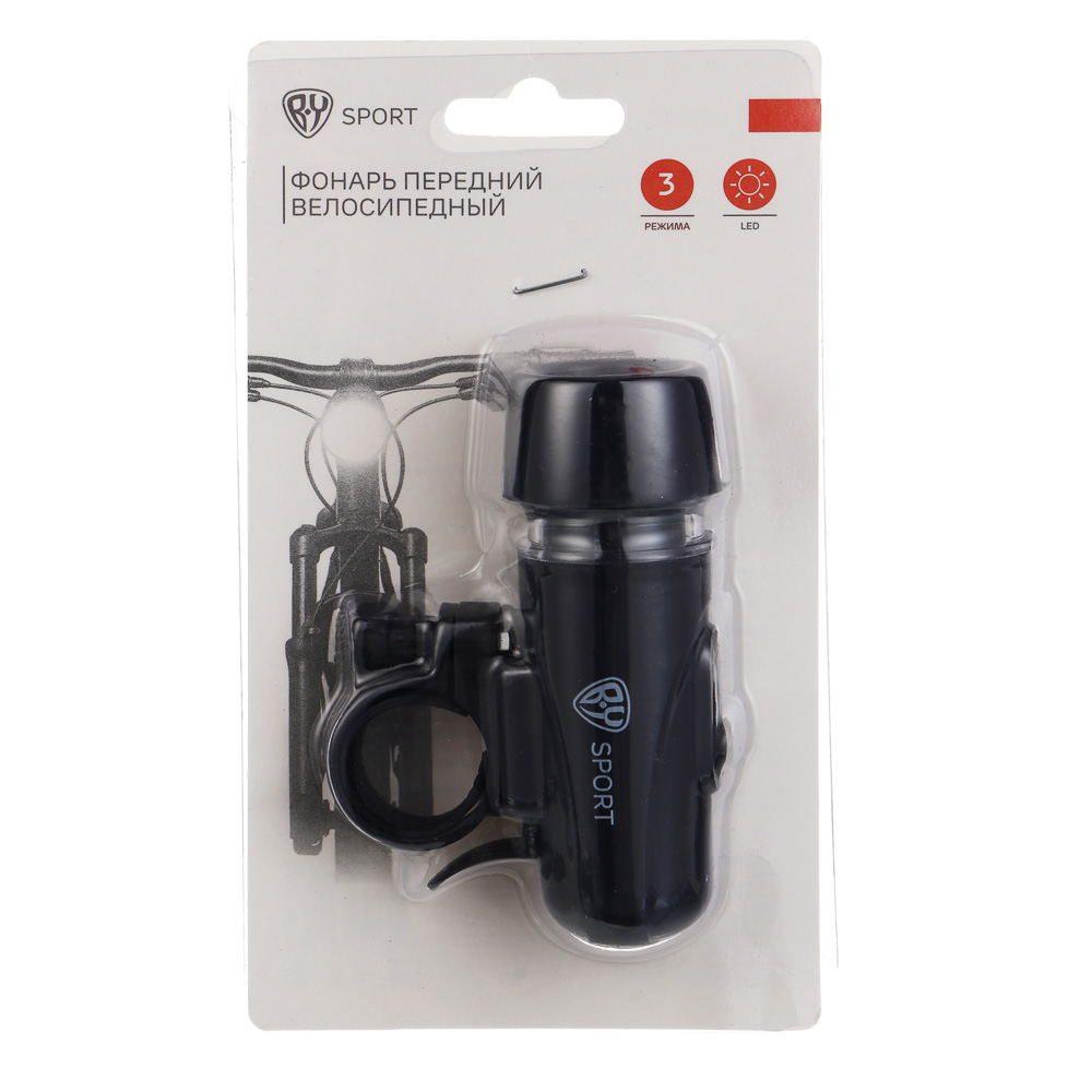 Фонарь велосипедный передний, тм BY SPORT, 3 режима, 5 LED,  4xААА - #6