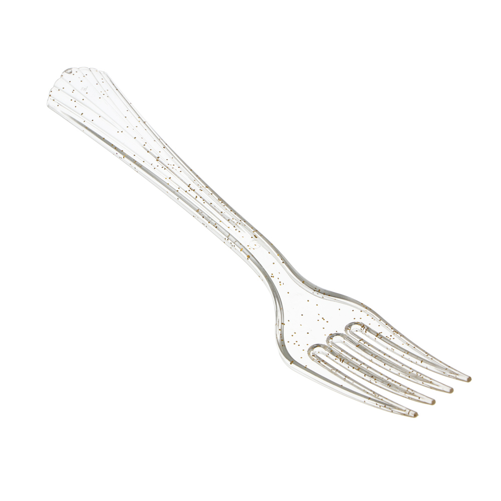 Набор столовых приборов одноразовых тм Fntastic, 20 шт, пластик, золото, вилки, ложки - #1