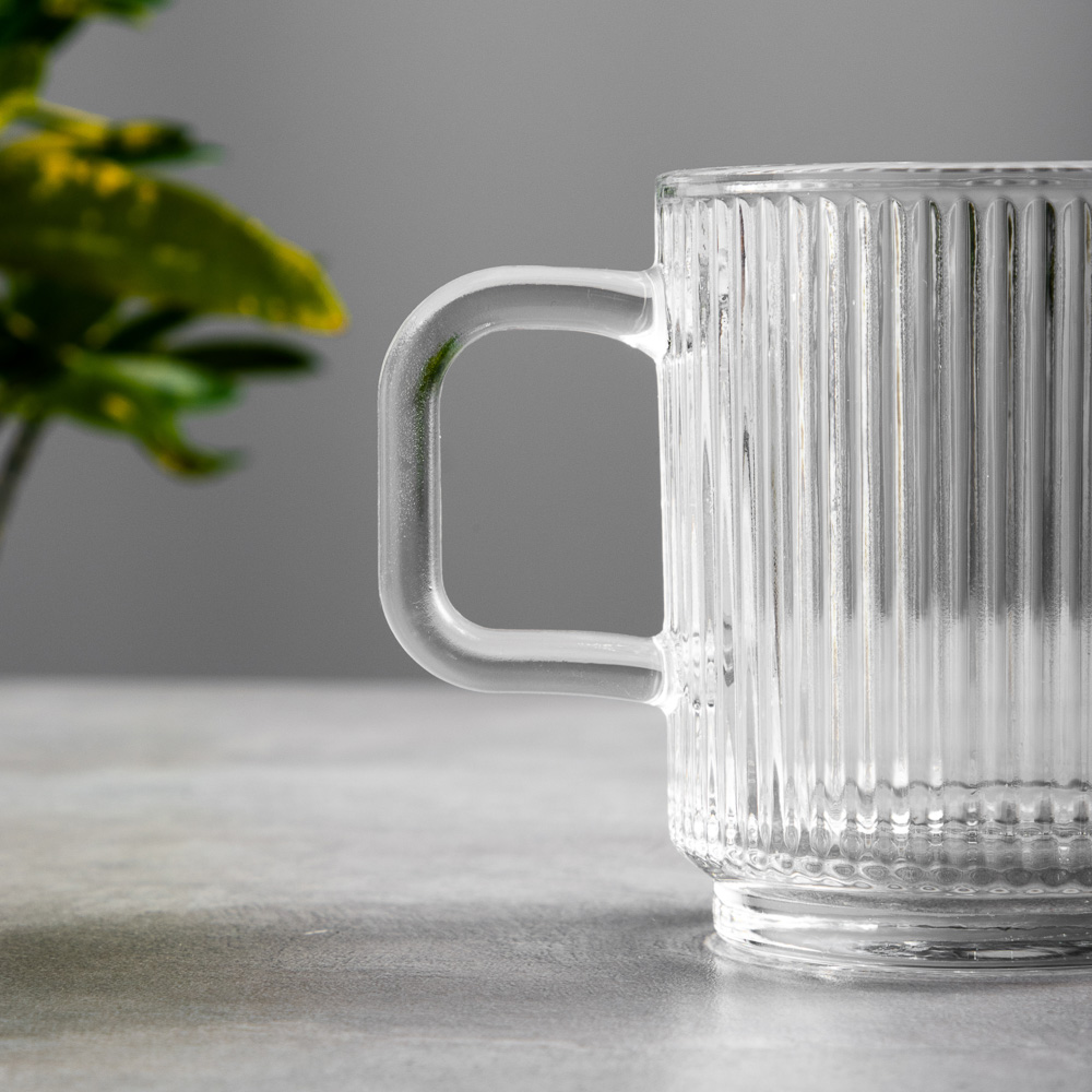 MILLIMI Кружка с рельефным узором, 340мл, стекло - #7
