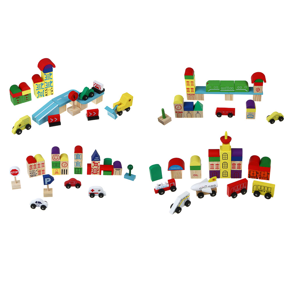 ИГРОЛЕНД Конструктор для малышей "Город деревянный", 28х16х3,5см, дерево, 4 дизайна - #2