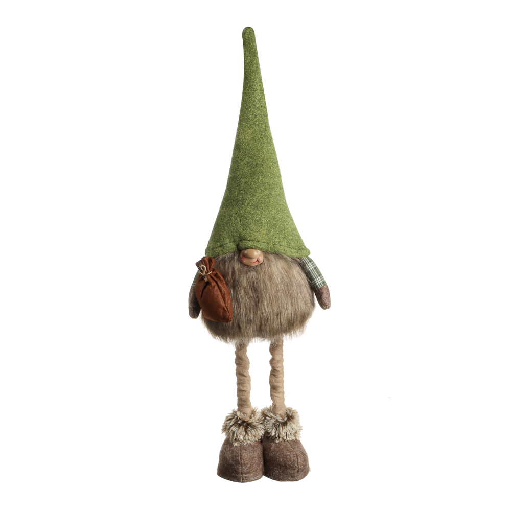 СНОУ БУМ Фигура декоративная "Гном" с выдвижными ногами 56,5-77,5 см, полиэстер, зеленый - #6