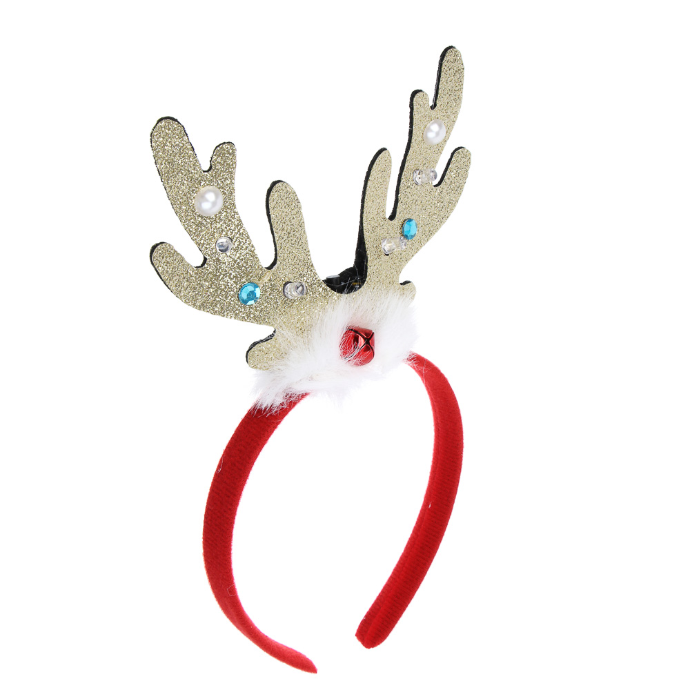 СНОУ БУМ Ободок светящийся с рожками, LED, диаметр 11см, пластик, полиэстер, батарейки, 1реж., 2диз. - #3