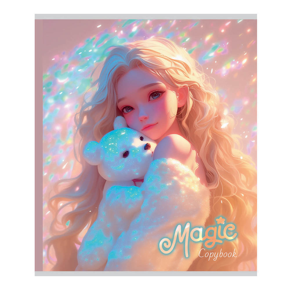 Тетрадь 48 л., А5, в клетку, БЕЛЫЕ ЛИСТЫ, обложка картон, скрепка, ВД-лак - #14