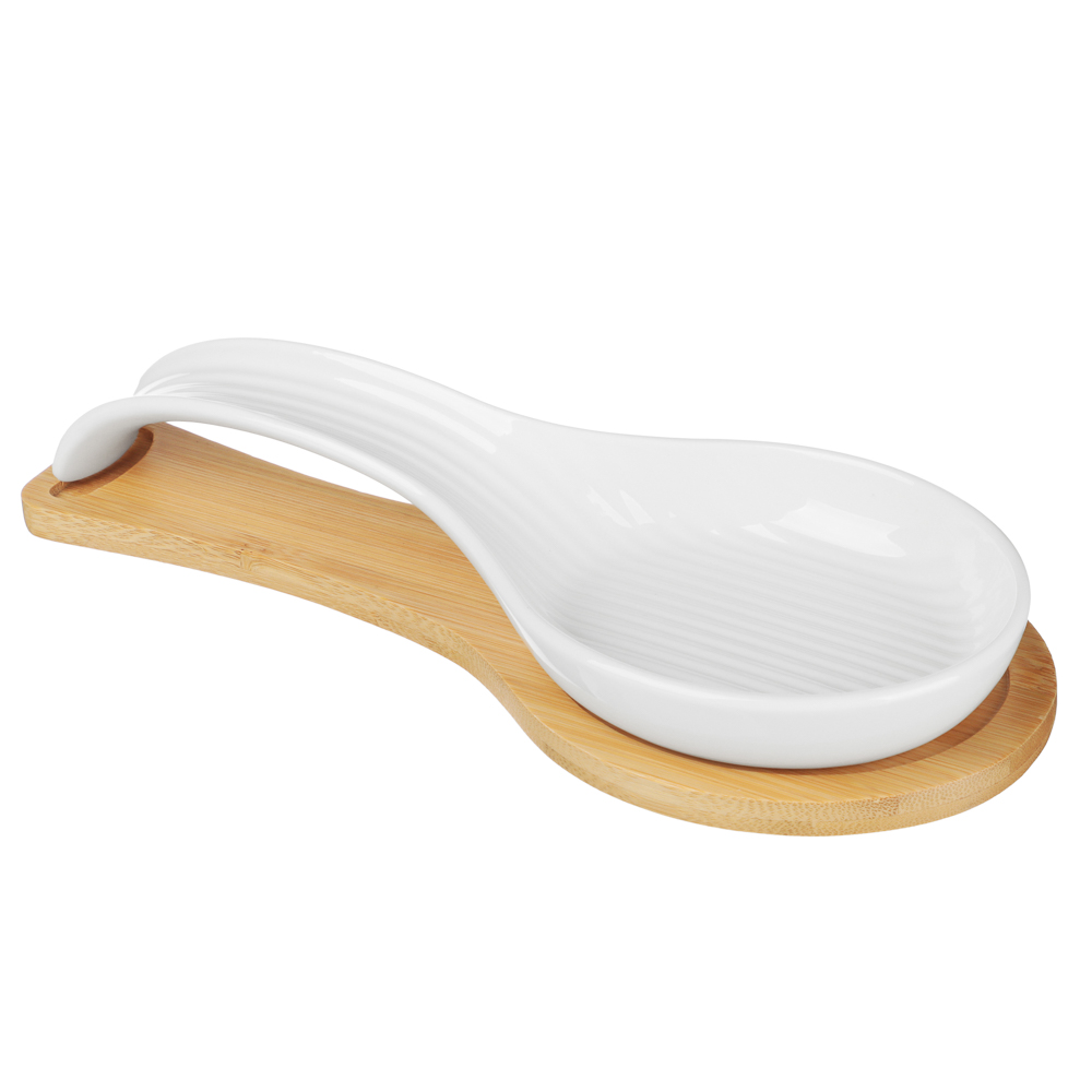 Подставка под ложку тм MILLIMI, 24х9,5х4,5см, фарфор, бамбук - #4