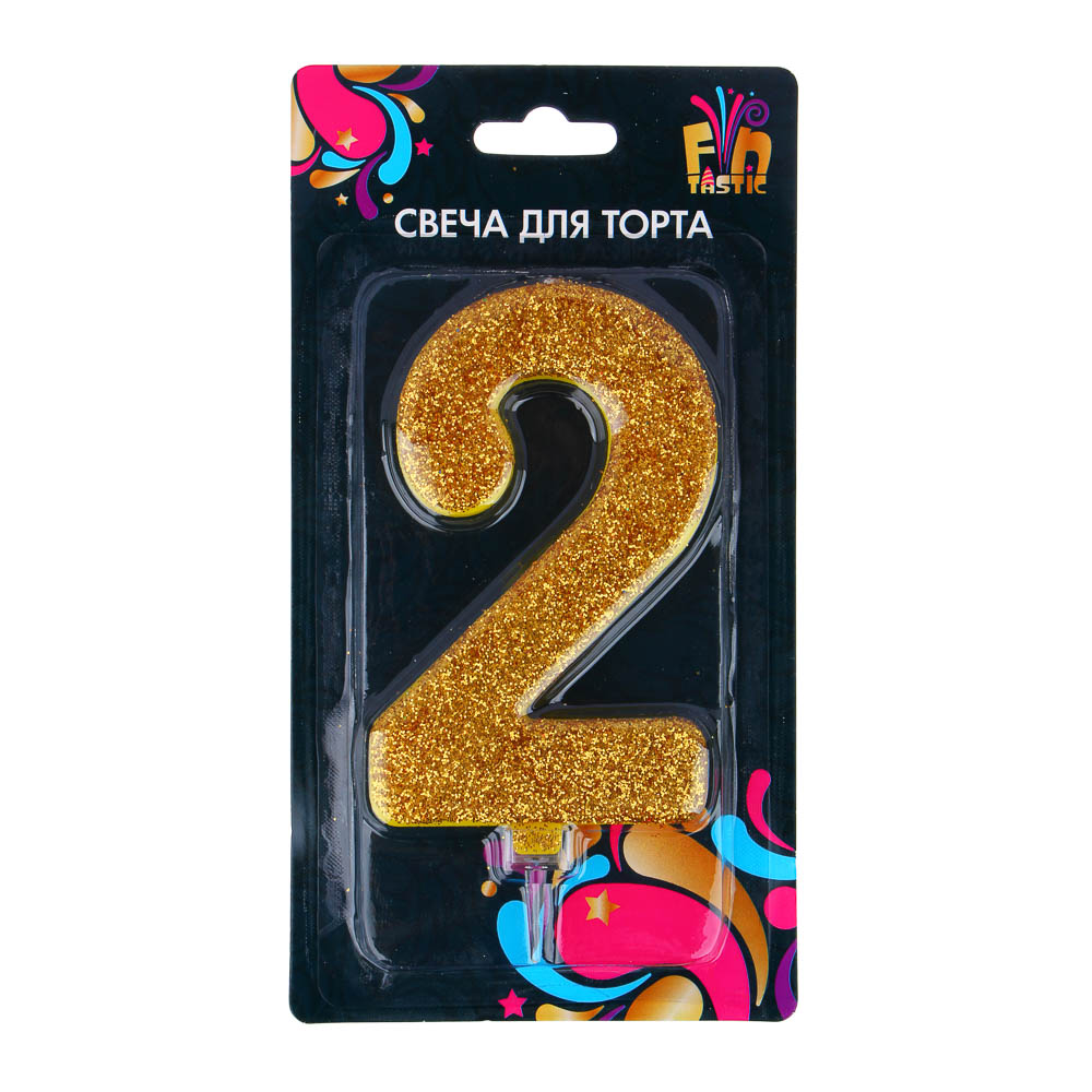 FNtastic Свеча для торта, цифра, гигант, 11 см, цвет золотой с блеском, (0-9) - #4