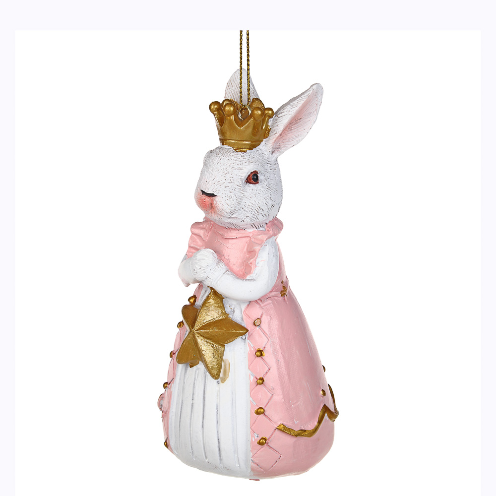СНОУ БУМ Фигурка подвесная кролик с короной, полирезина, 4x4x11см - #4