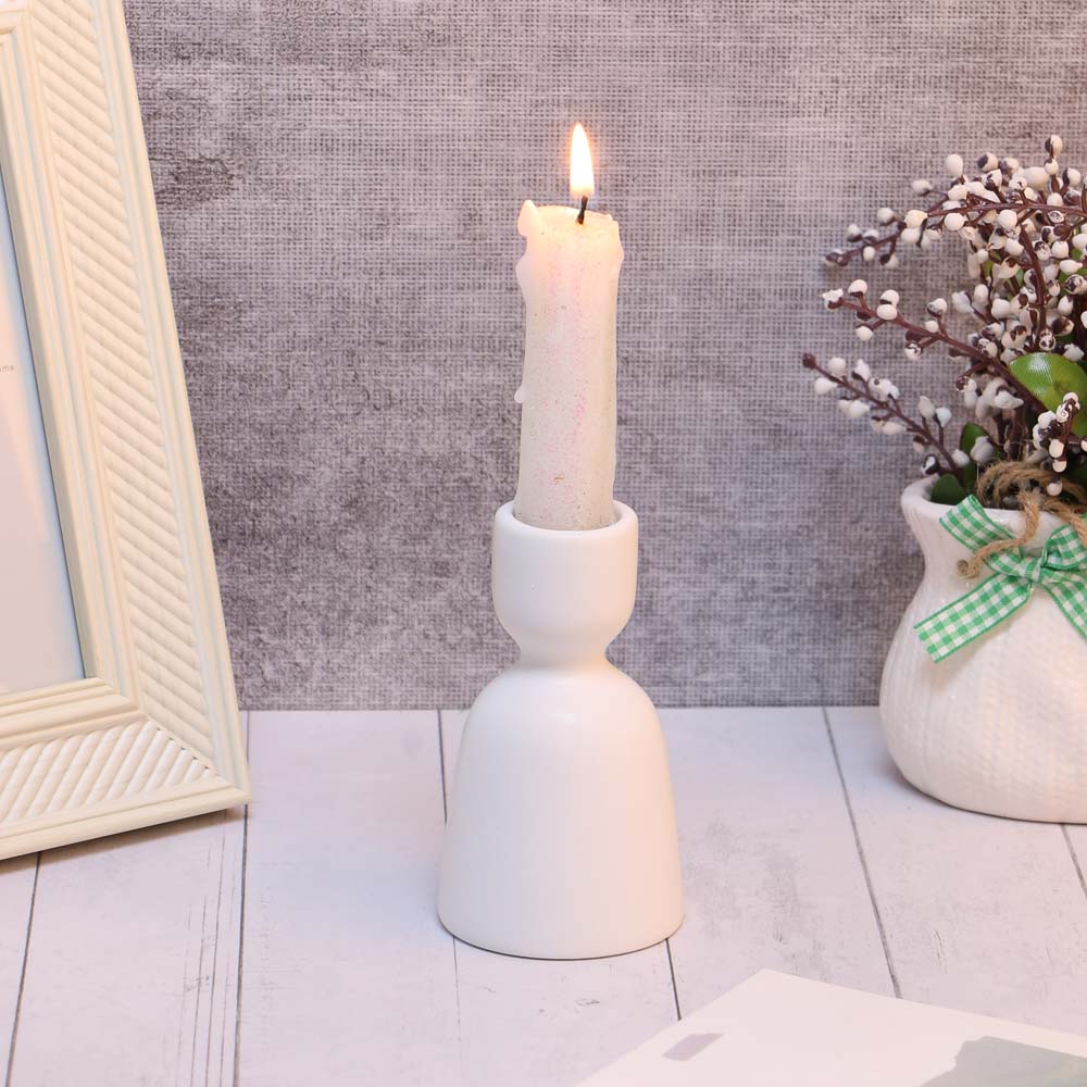 Подсвечник, 5,3х5,3х9,5см, керамика, цвет белый, арт.17 - #4