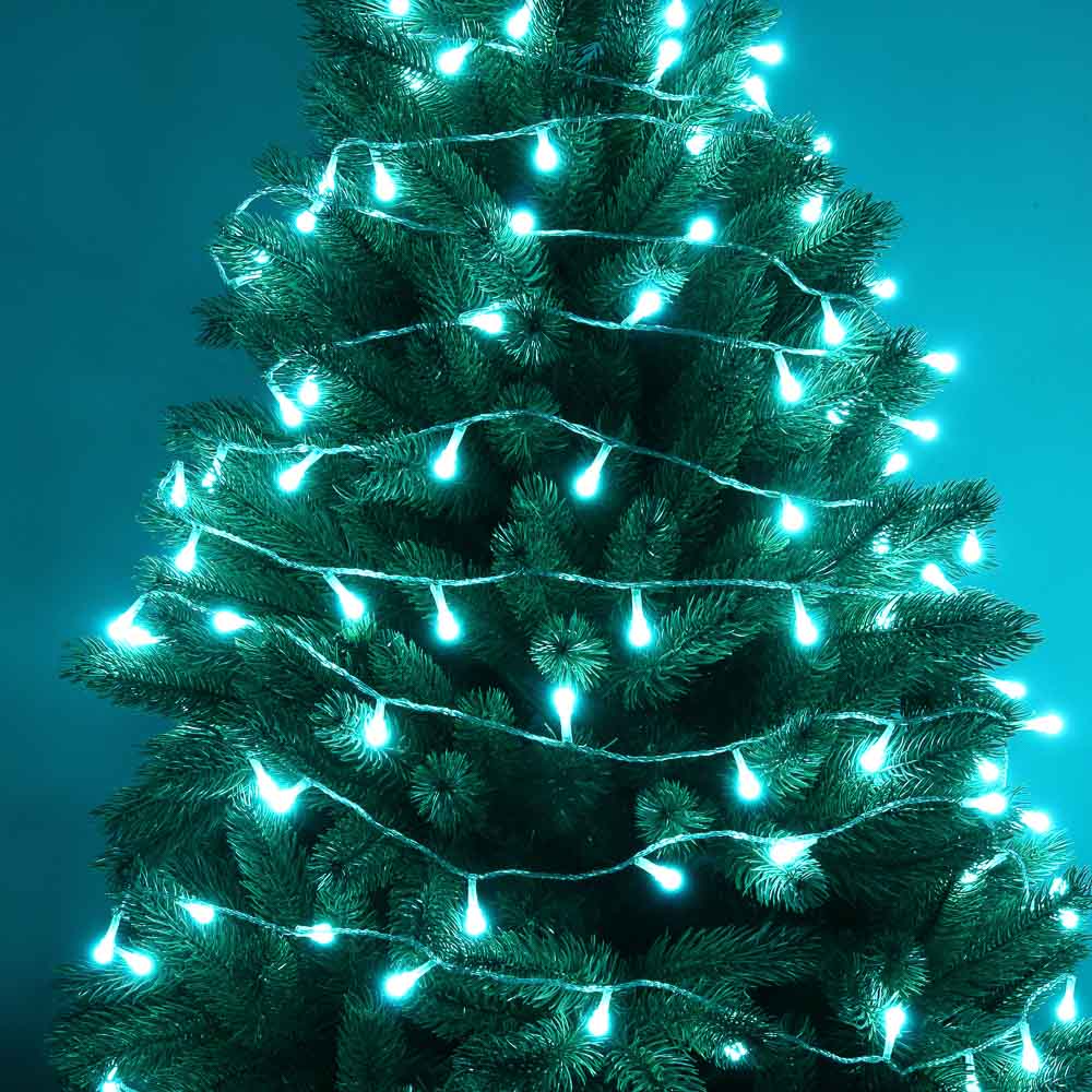 СНОУ БУМ Гирлянда эл. вьюн 10м, 100LED, аква, 8 режимов, ПВХ прозрачный, 220В - #9