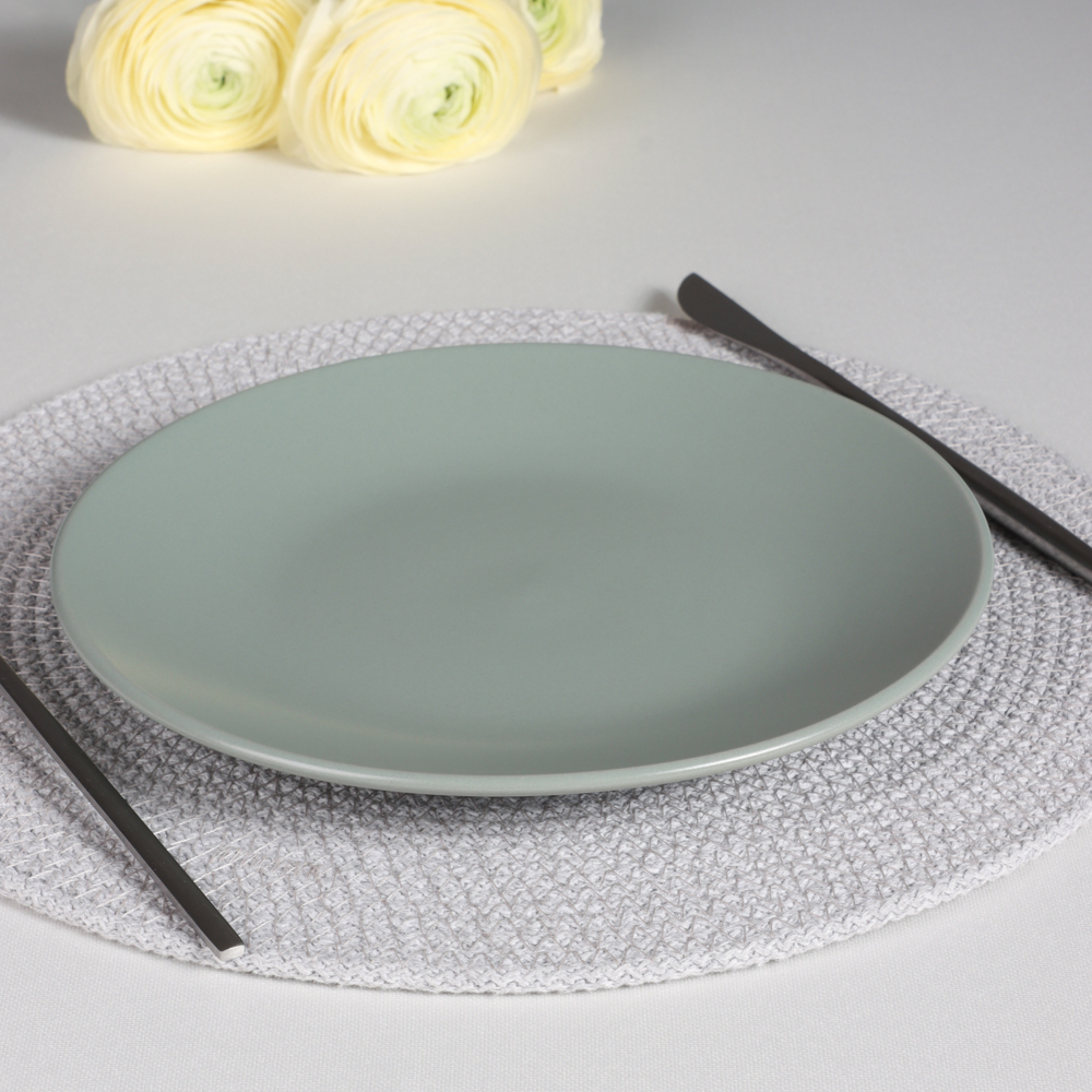 MILLIMI Тарелка десертная 20х2.5см, керамика, оливковый - #7