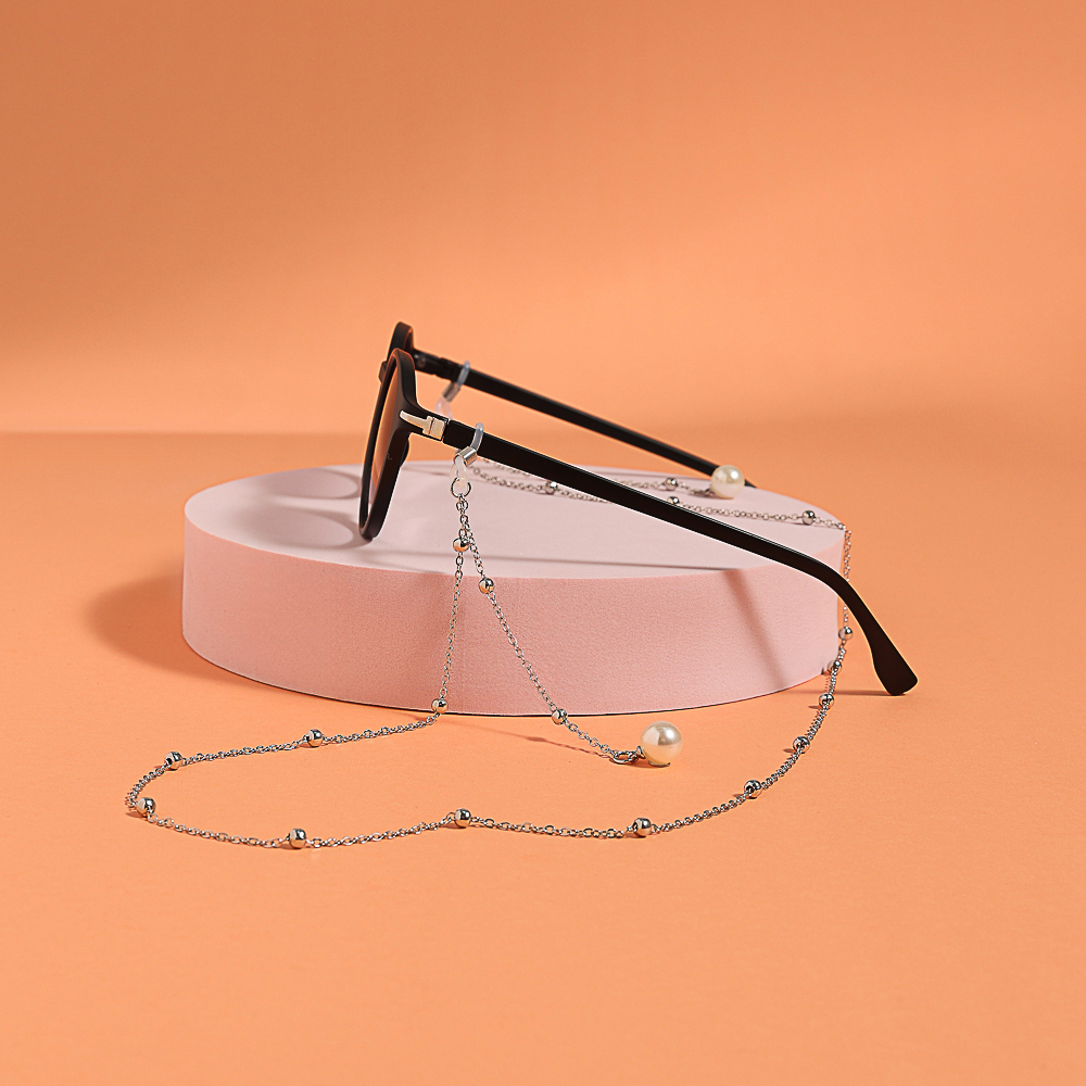 ЮL Цепочка для очков, пластик, биж.сплав, 65см, 6 дизайнов, арт.1 - #9