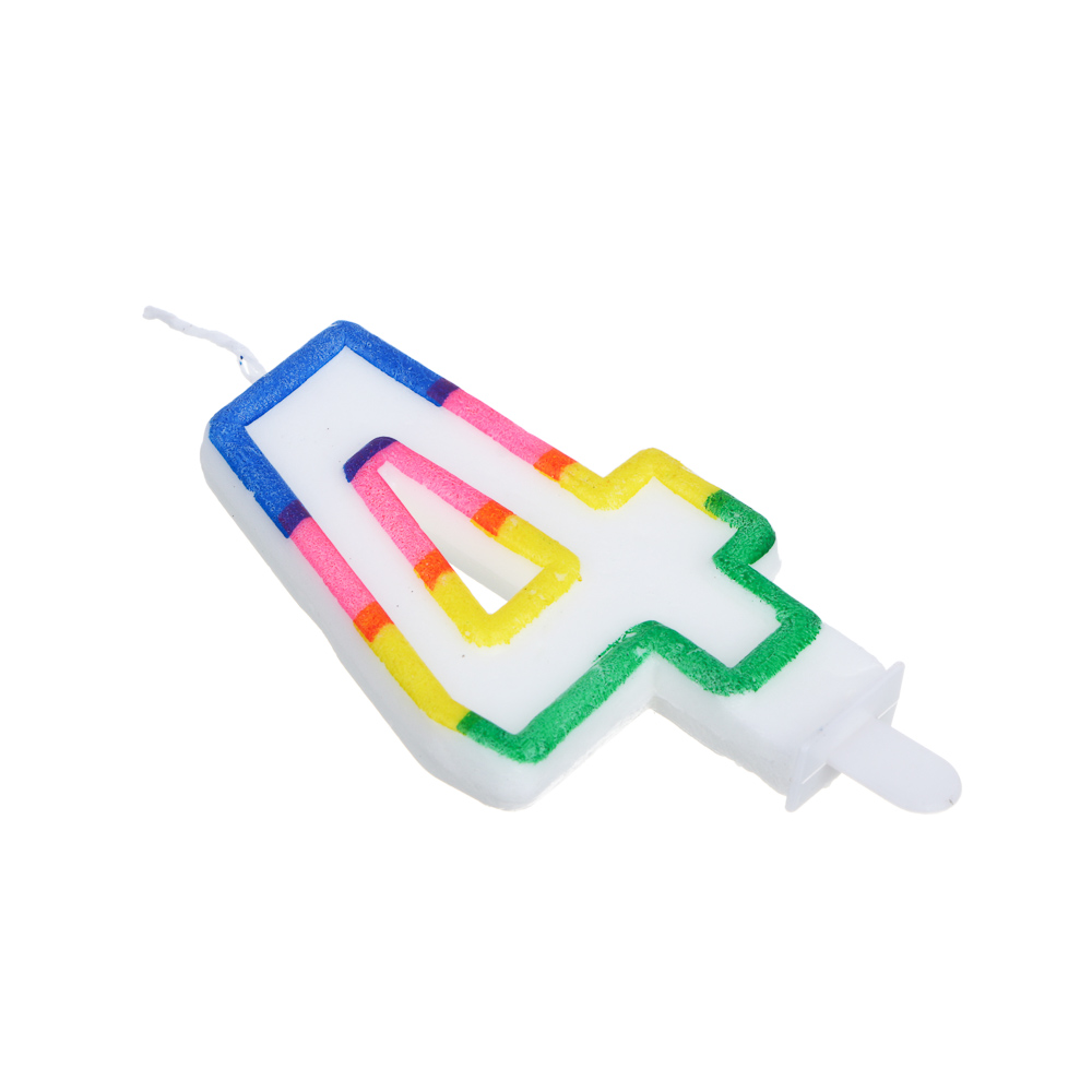 Капитан Весельчак Свеча для торта в форме цифры, с подставкой (4), парафин, PP (506-192) - #3