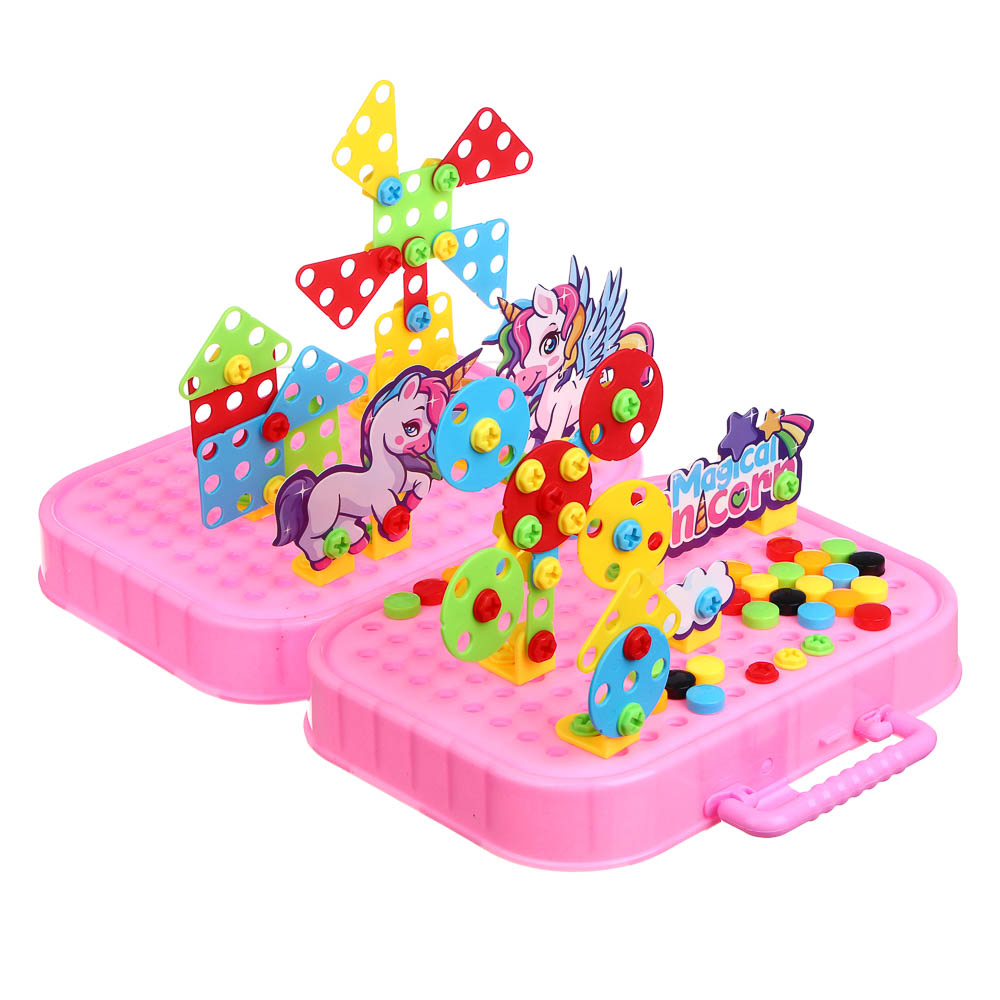 ИГРОЛЕНД Конструктор с шуруповёртом в чемоданчике "Шурупики", РР, ABS, 24,5х7,5х18,5см, 2 дизайна - #6