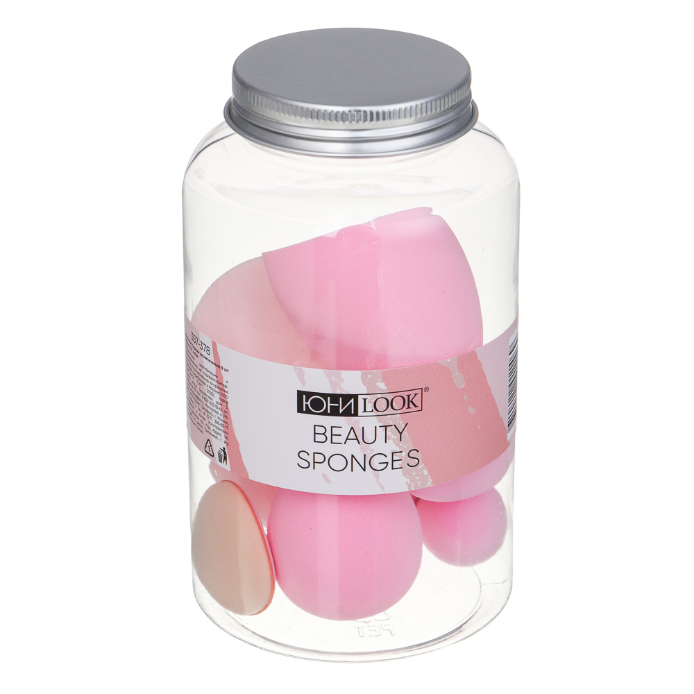 Спонжи косметические тм ЮНИLOOK 8 шт в банке, ПУ, 3-6см, 4 сочетания цветов - #12