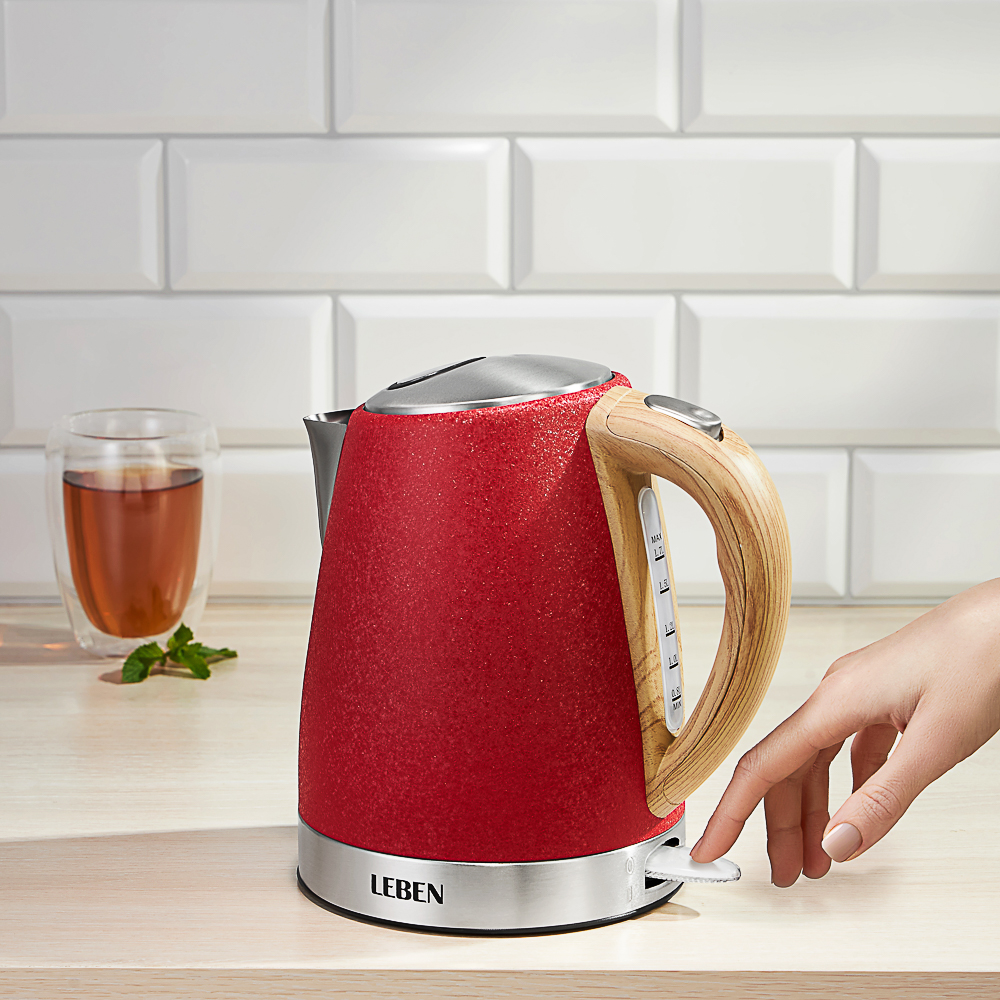 LEBEN Чайник электрический 1,8л, 1850Вт, металл, красный - #25