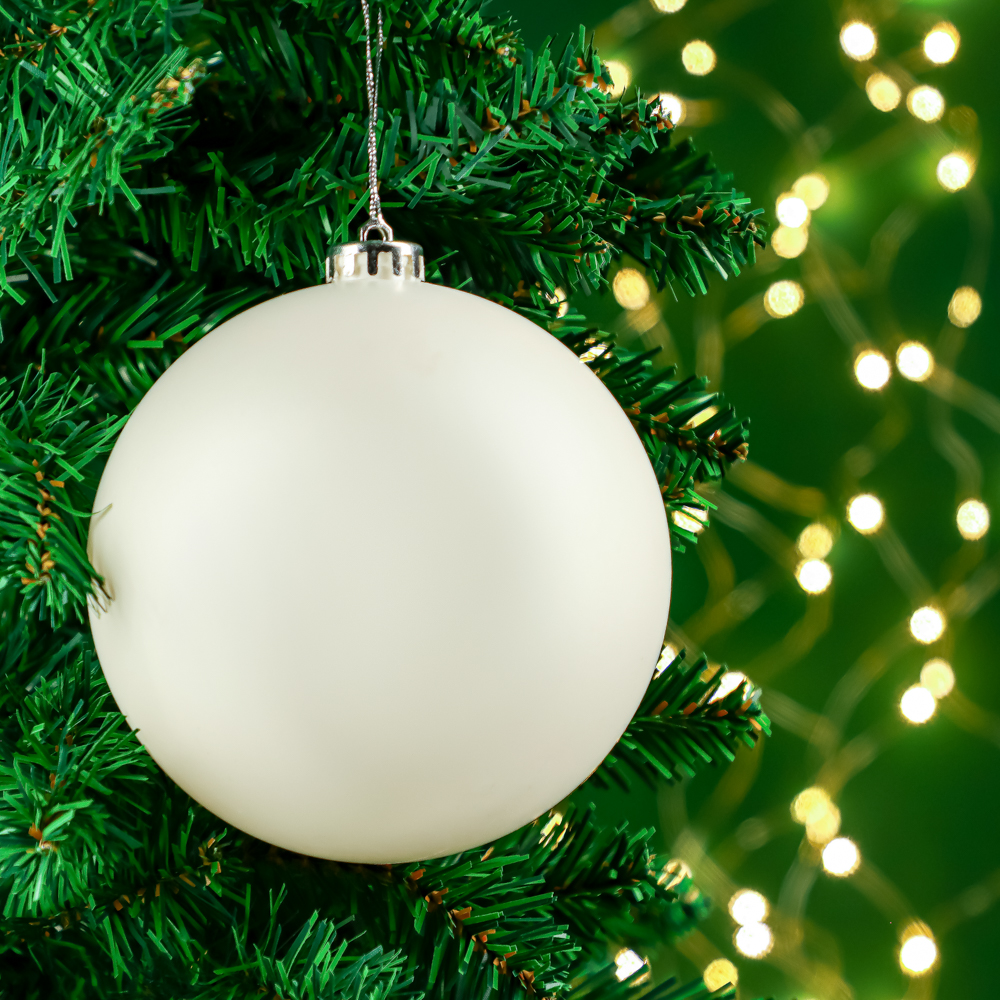 СНОУ БУМ Шар 14см пластик, белый жемчуг - #3