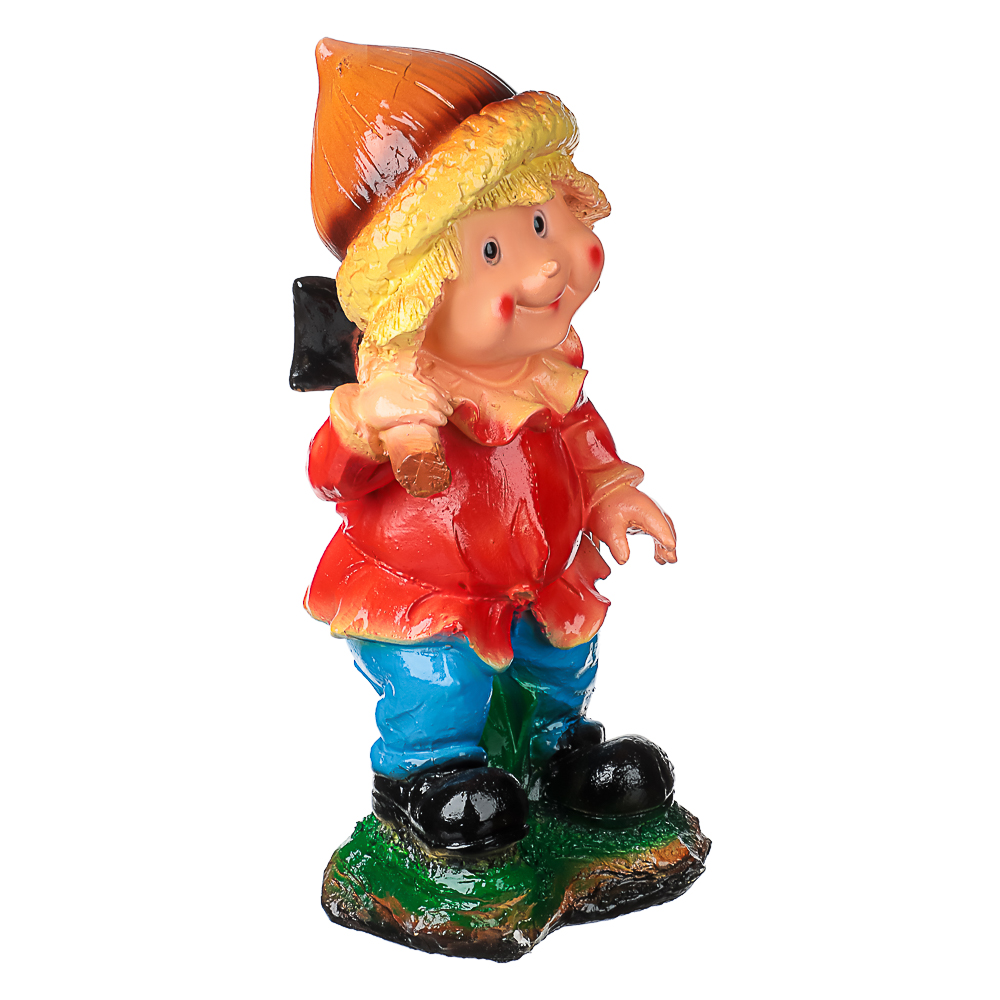 Фигура садовая Гномик с тяпкой 34х17см гипс - #1