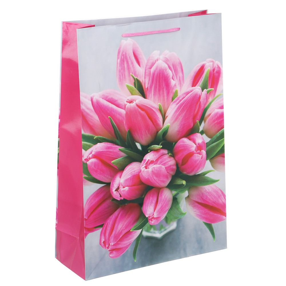 LADECOR Пакет подарочный, бумажный, 26x38x10 см, 4 дизайна, тюльпаны - #4