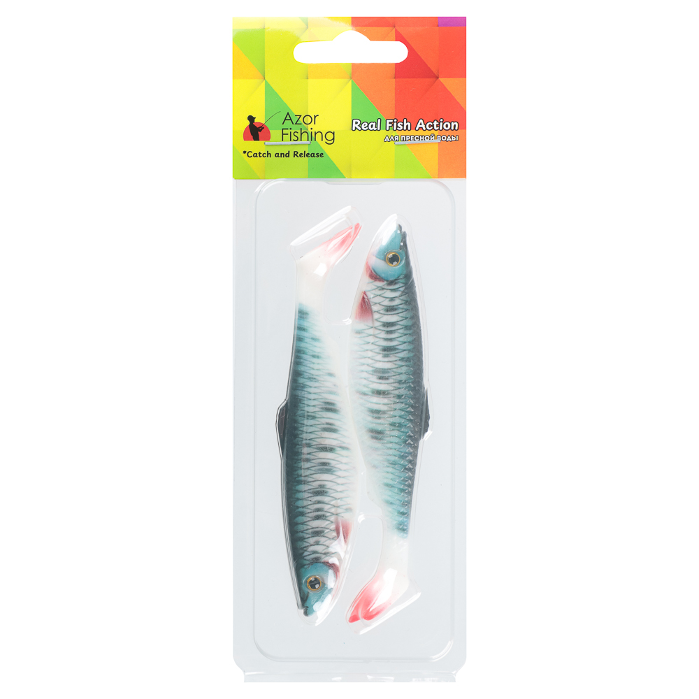 AZOR FISHING Набор силиконовых приманок "Уклейка" плавающая, 100мм, 2шт, 5 цветов - #4