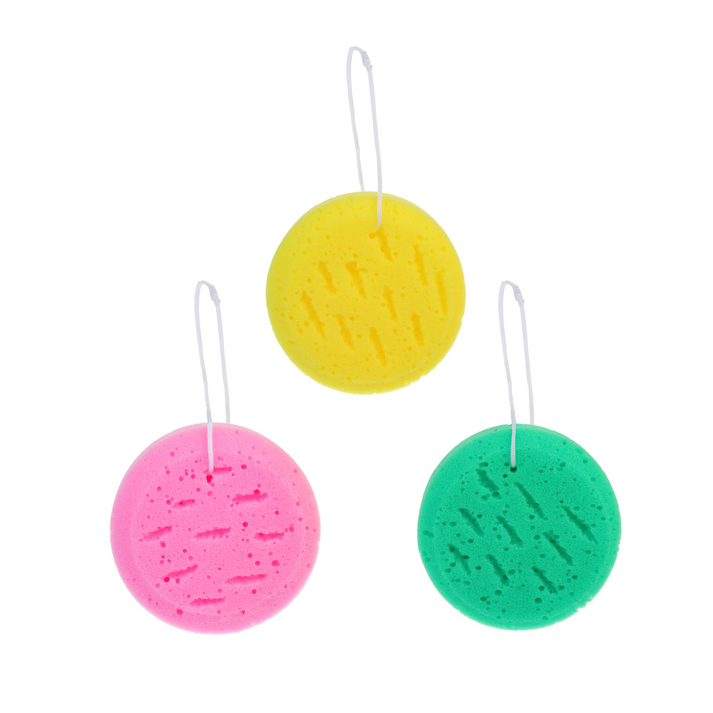 ЮL Мочалка-губка поролоновая крупнопористая с подвесом, полиуретан, 13,5х5см, 3 цвета - #1
