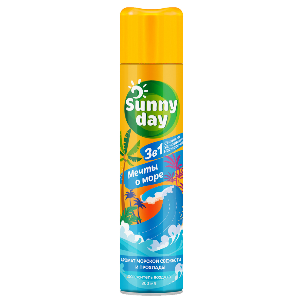 Освежитель воздуха SUNNY DAY аэрозоль, антитабак сочный цитрус/мечты о море, 300мл - #2