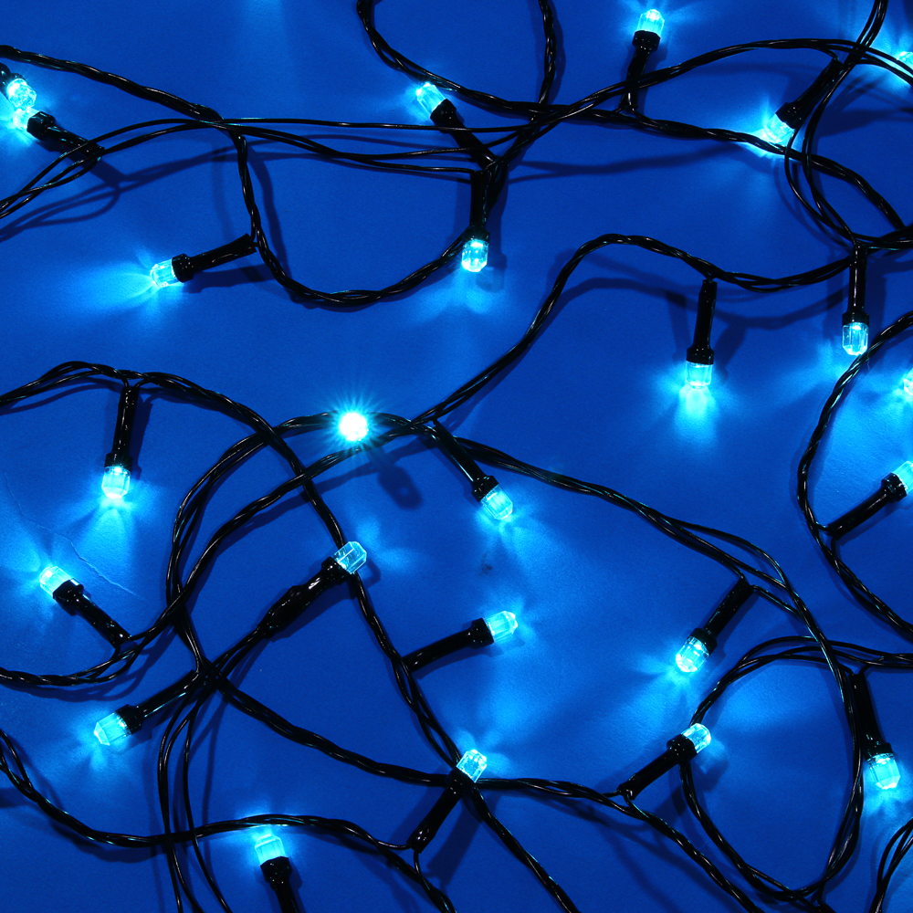 СНОУ БУМ Гирлянда эл. вьюн 10м, 100LED, аква, 8 режимов, ПВХ черный, 220В - #8