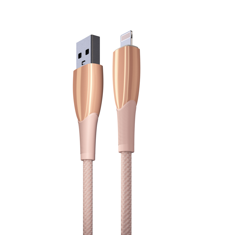 BY Кабель для зарядки Сириус iP, 1м, 2.4А, Быстрая зарядка, штекер металл, розовый - #3