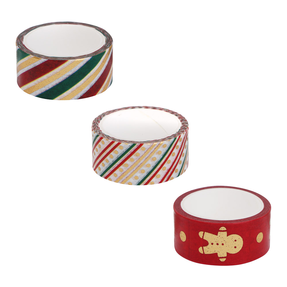 Набор декоративного скотча тм Сноубум, 3 шт, 1,5см x 3 м, бумага, 2 диз. - #3