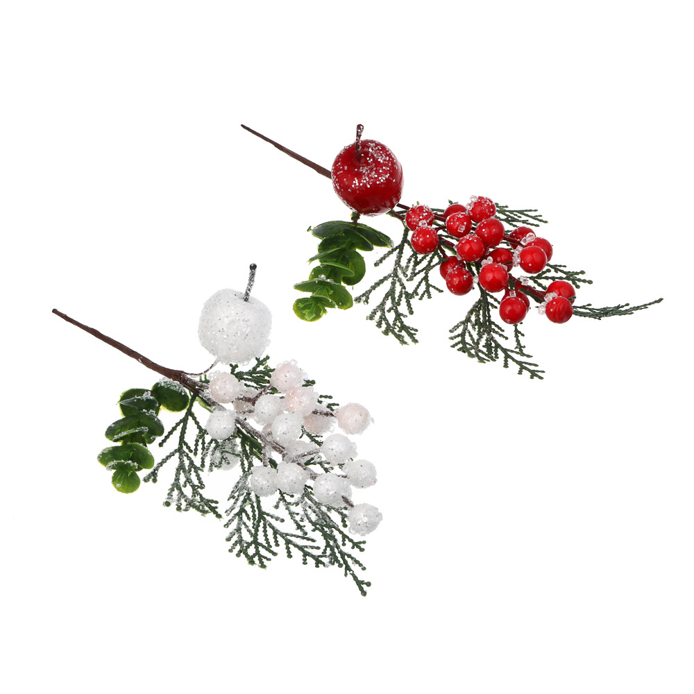 СНОУ БУМ Ветка с ягодами 29 см, металл, пластик, 2 дизайна - #1