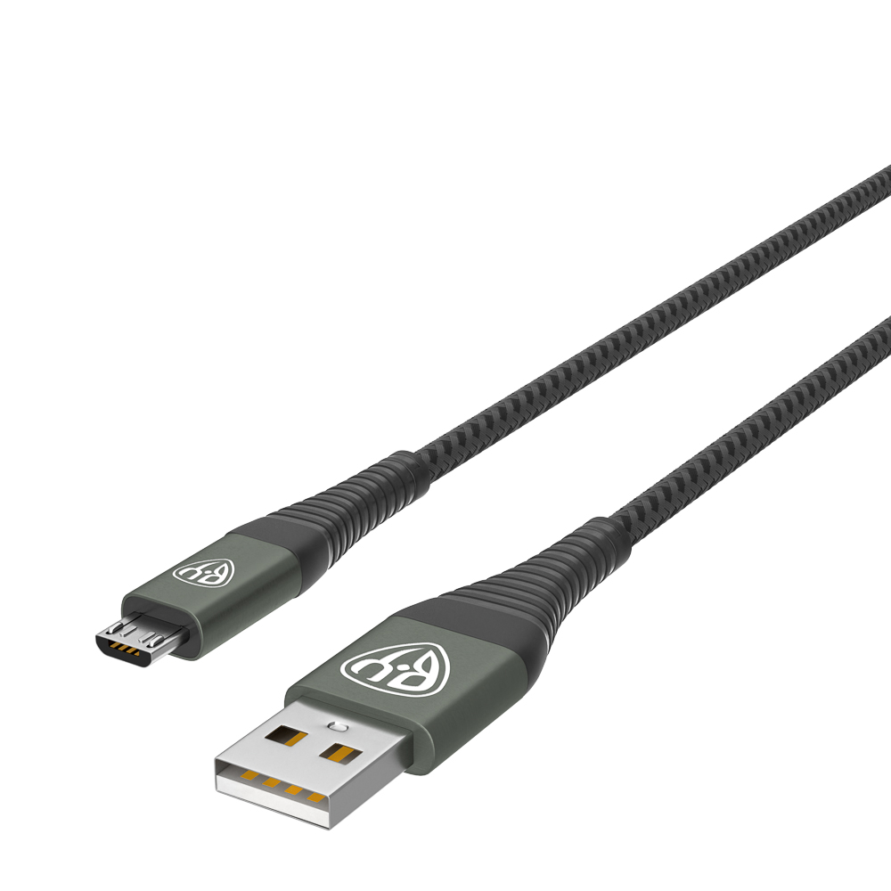 BY Кабель для зарядки Shark microUSB, Быстрая зарядка 3А, QC, PD 20W, тканевый, cерый, штекер металл - #4