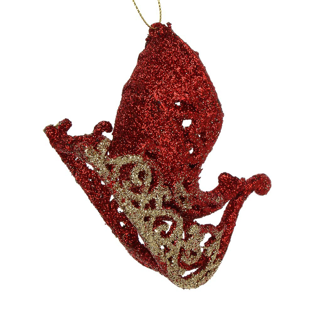 СНОУ БУМ Подвеска декоративная "Сани" 10.5x6x3.5 см, пластик, глиттер, красный - #3