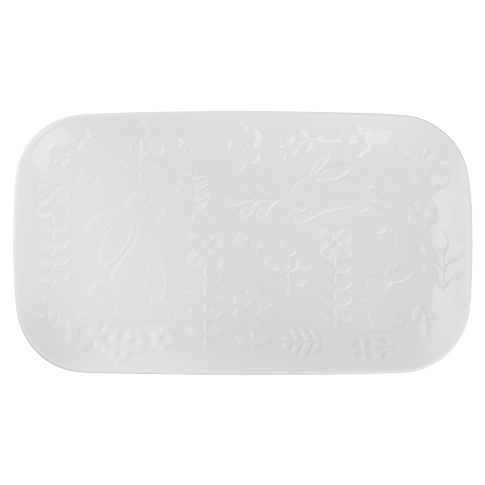 Блюдо прямоугольное тм MILLIMI Зайчик 25,3х15х2,5см, фарфор - #1