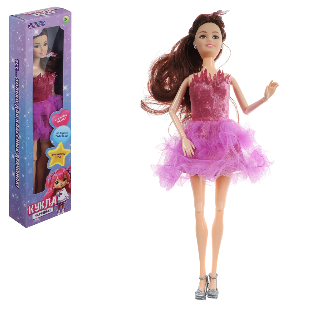 ИГРОЛЕНД Кукла нарядная шарнирная, 29 см, PP, PVC, полиэстер, 8х4х32 см, 4 дизайна - #17