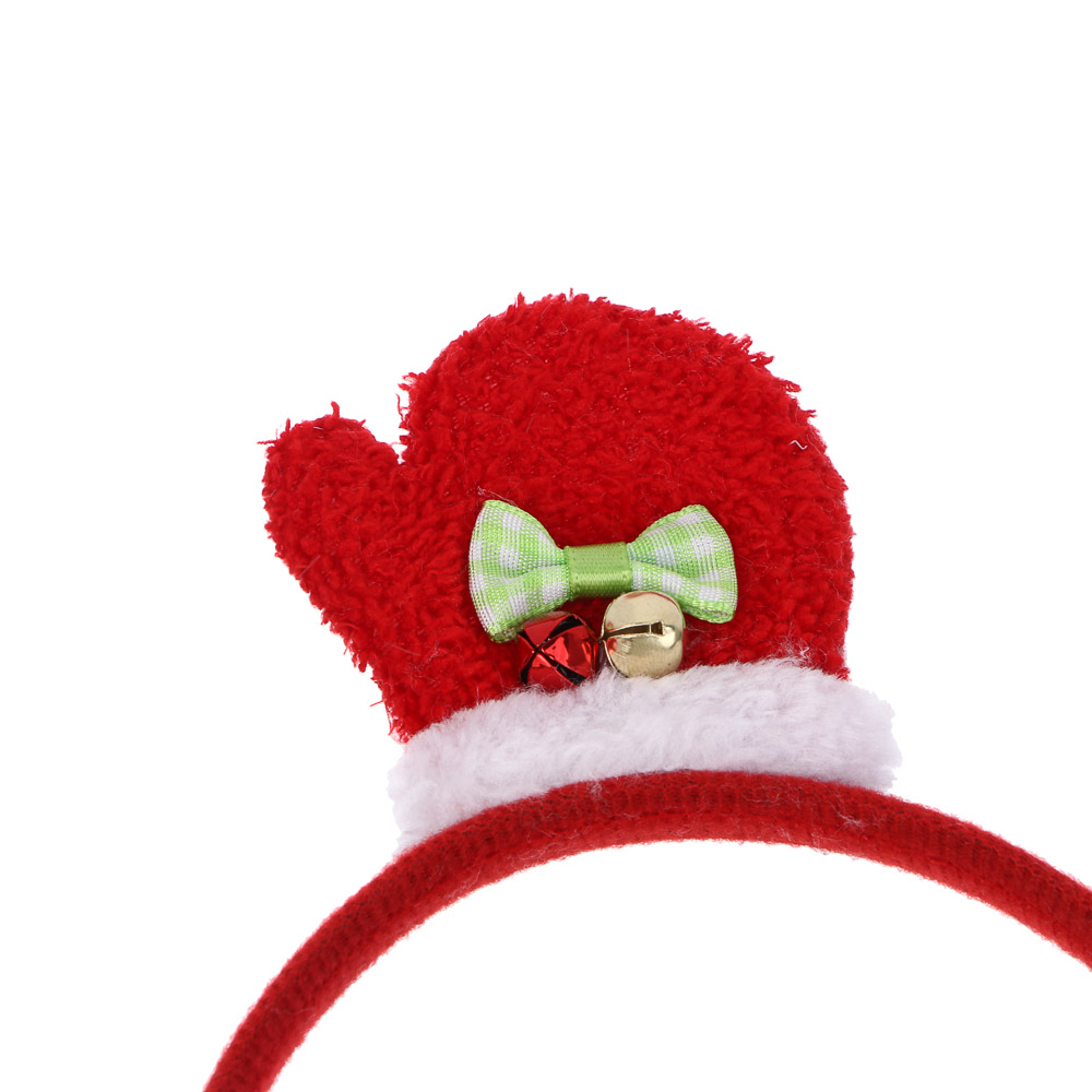 СНОУ БУМ Ободок новогодний с варежками, диаметр 11см, пластик, полиэстер, 2 дизайна - #5