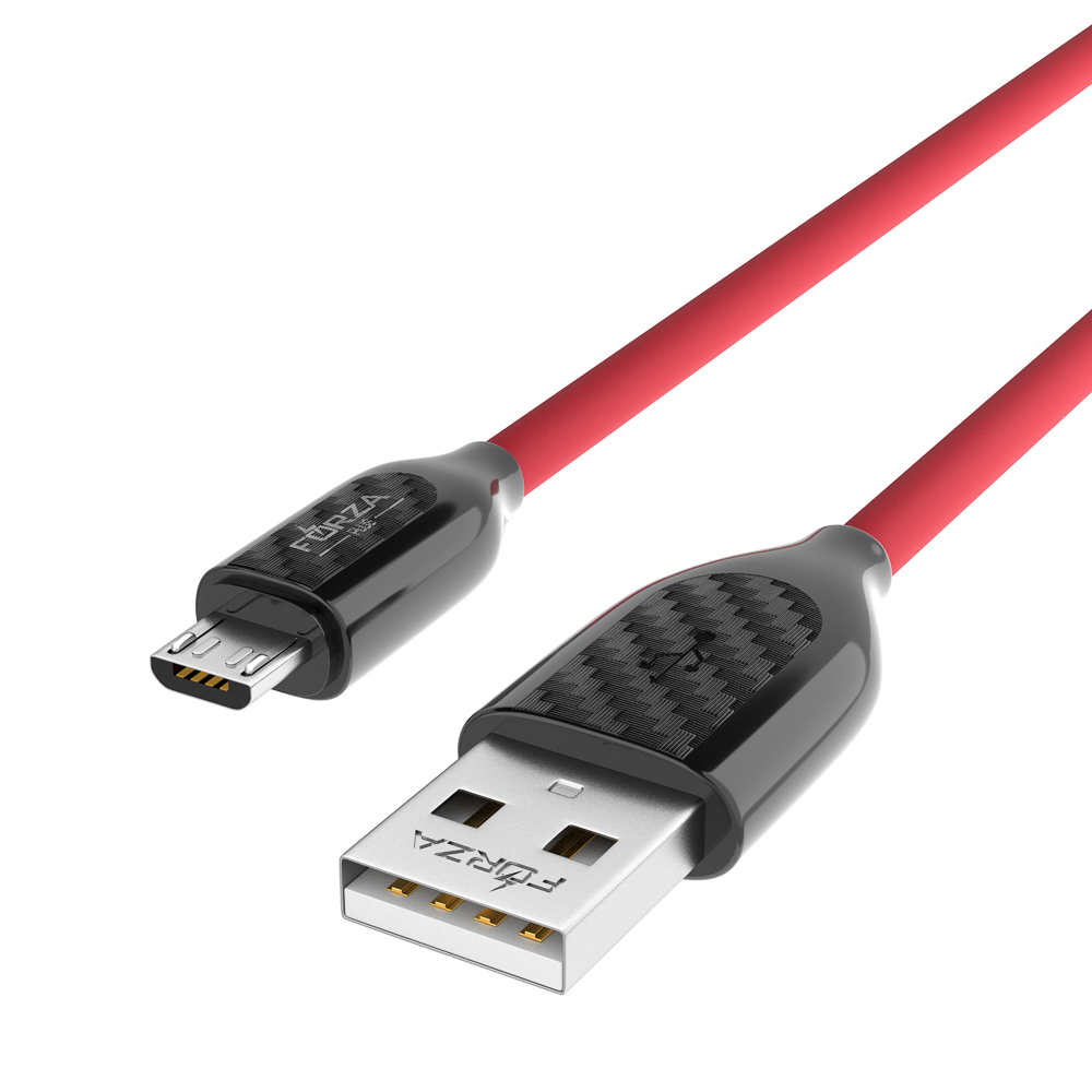 FORZA Кабель для зарядки Карбон microUSB, 1м, Быстрая зарядка 2.4А, 12W, прорезиненный, 3 цвета - #4