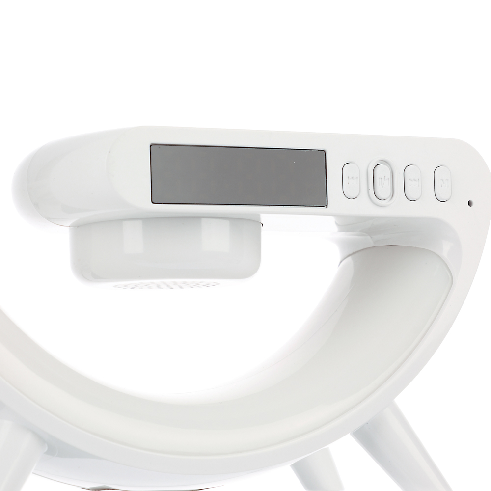 BY Светильник-ночник светодиодный Mун RGB 2Вт, Qi 5Вт, колонка 3Вт, часы, USB type-C 5В, белый - #6