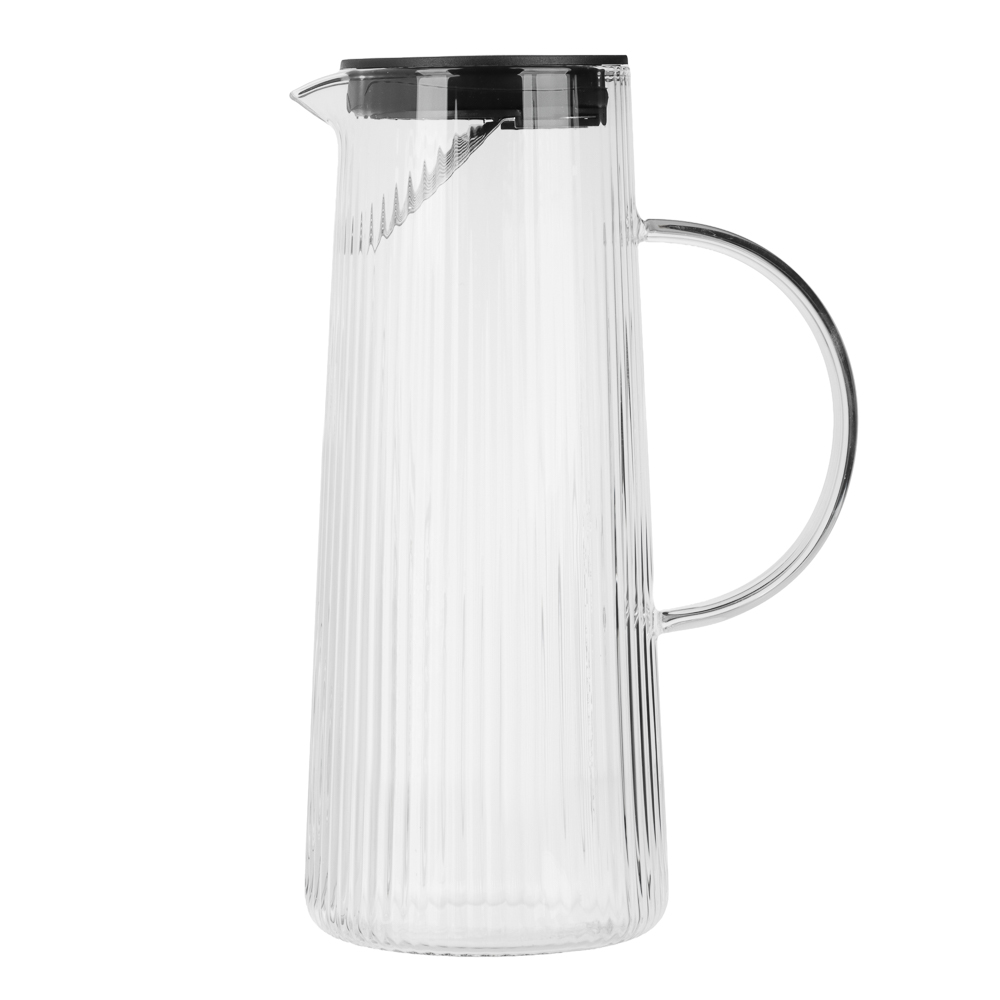 Кувшин с крышкой тм MILLIMI Симпл, 1500мл, стекло, рифленый - #1