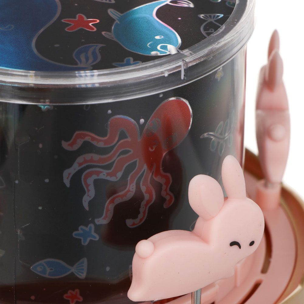 Светильник-ночник проектор BY Карусель, колонка Bt 3Вт, 6 проекций, акб. 1200mAh, USB 5В, розовый - #7