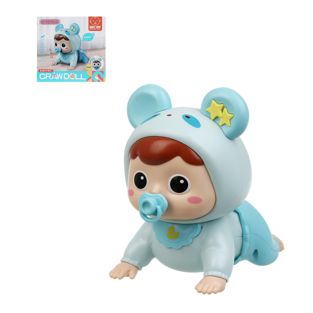 ИГРОЛЕНД Игрушка интерактивная ползунок "Малыш", звук, ABS, 2хААА, 13х9х12,5 см - #1