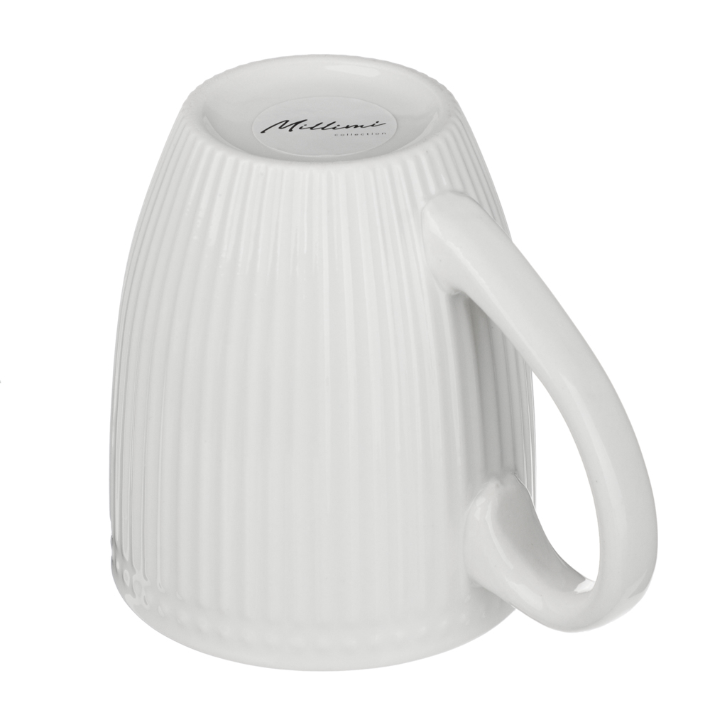 MILLIMI Набор кружек 4 шт, 380мл., белый рельеф, фарфор - #5
