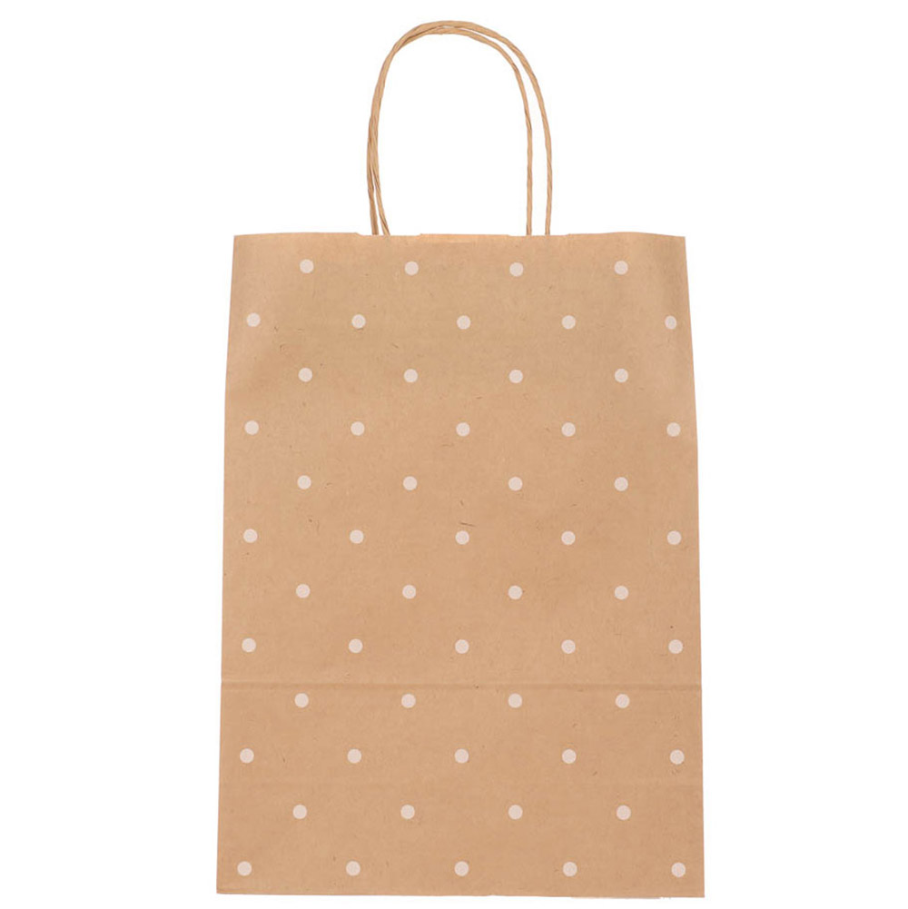 Пакет подарочный с кручеными ручками крафт 24x10,5x32 см, "Горошек" - #2