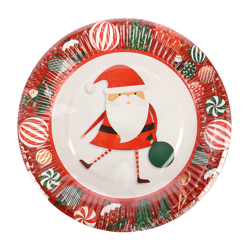 Набор бумажных тарелок Рождественская сказка, 6 шт d=180 мм - #4