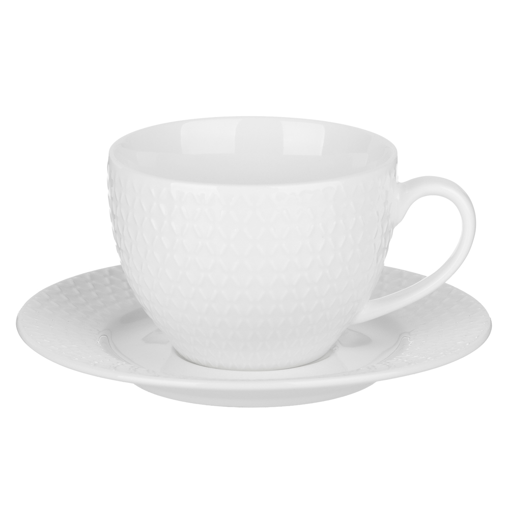 Набор чайный 4 пр., 260мл, MILLIMI, ромб белый, фарфор - #1
