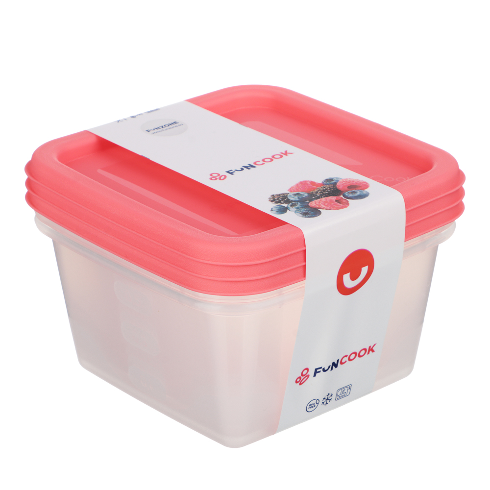 Набор контейнеров пищевых квадратных, 3шт, 0,63л, пластик, 3 цвета - #12