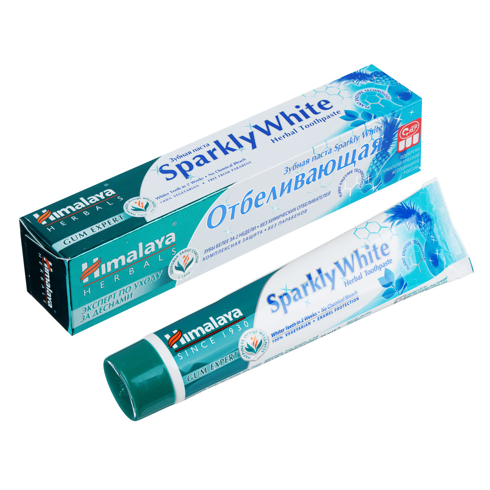 Зубная паста HIMALAYA Herbals Sparkly White отбеливающая/ Сенсетив / Белое сияние, 75 мл - #1